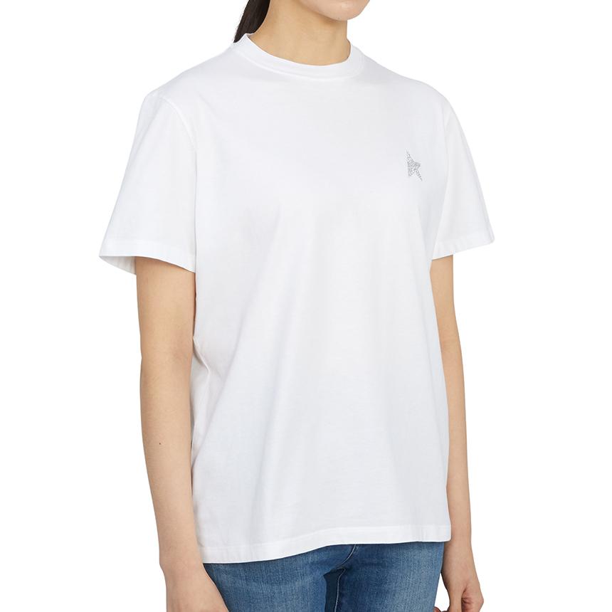 GOLDEN GOOSE Womens Short Sleeve T-Shirt White Cotton Tee