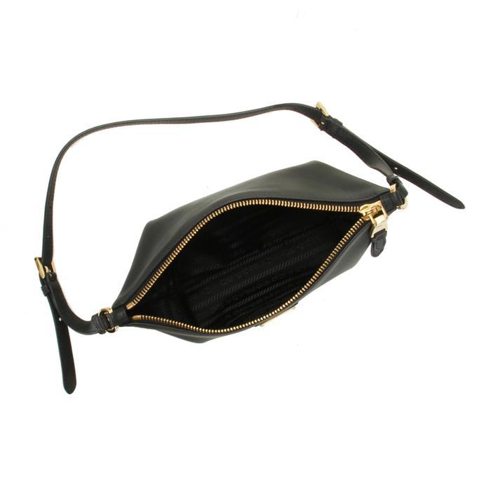 PRADA Soft Leather Shoulder Bag Black