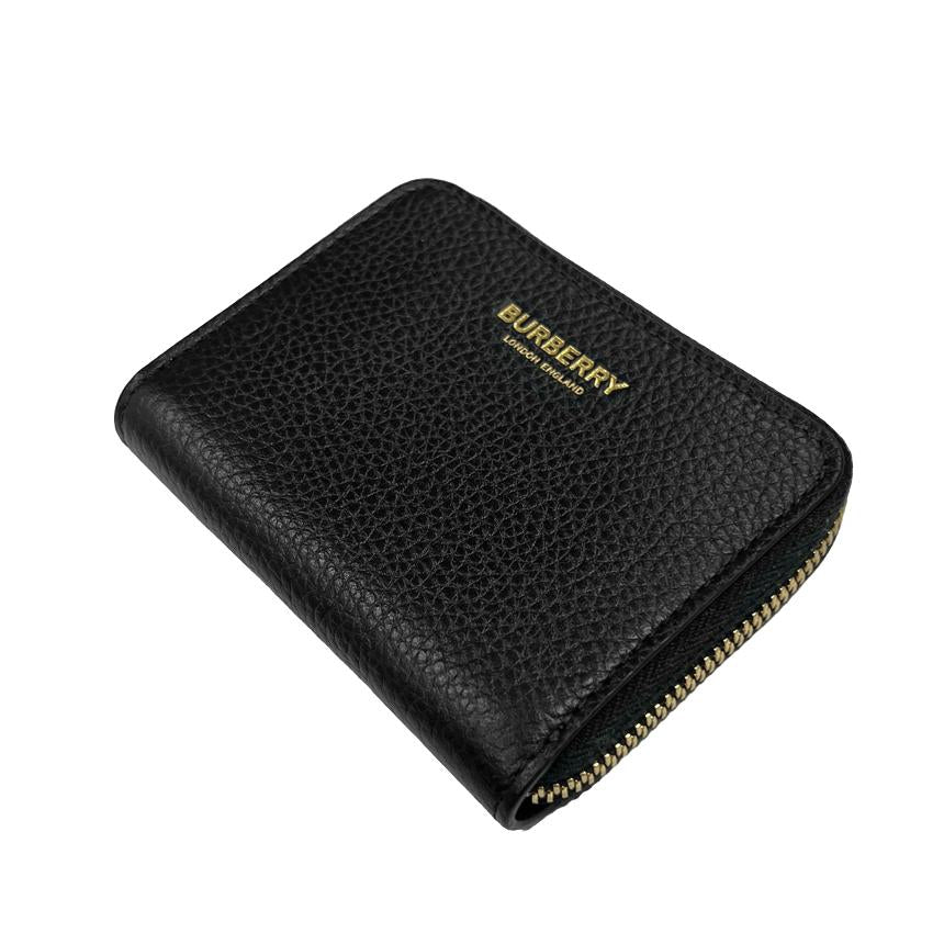 BURBERRY Zip Around Black Leather Card Holder Wallet 80840421 81072621