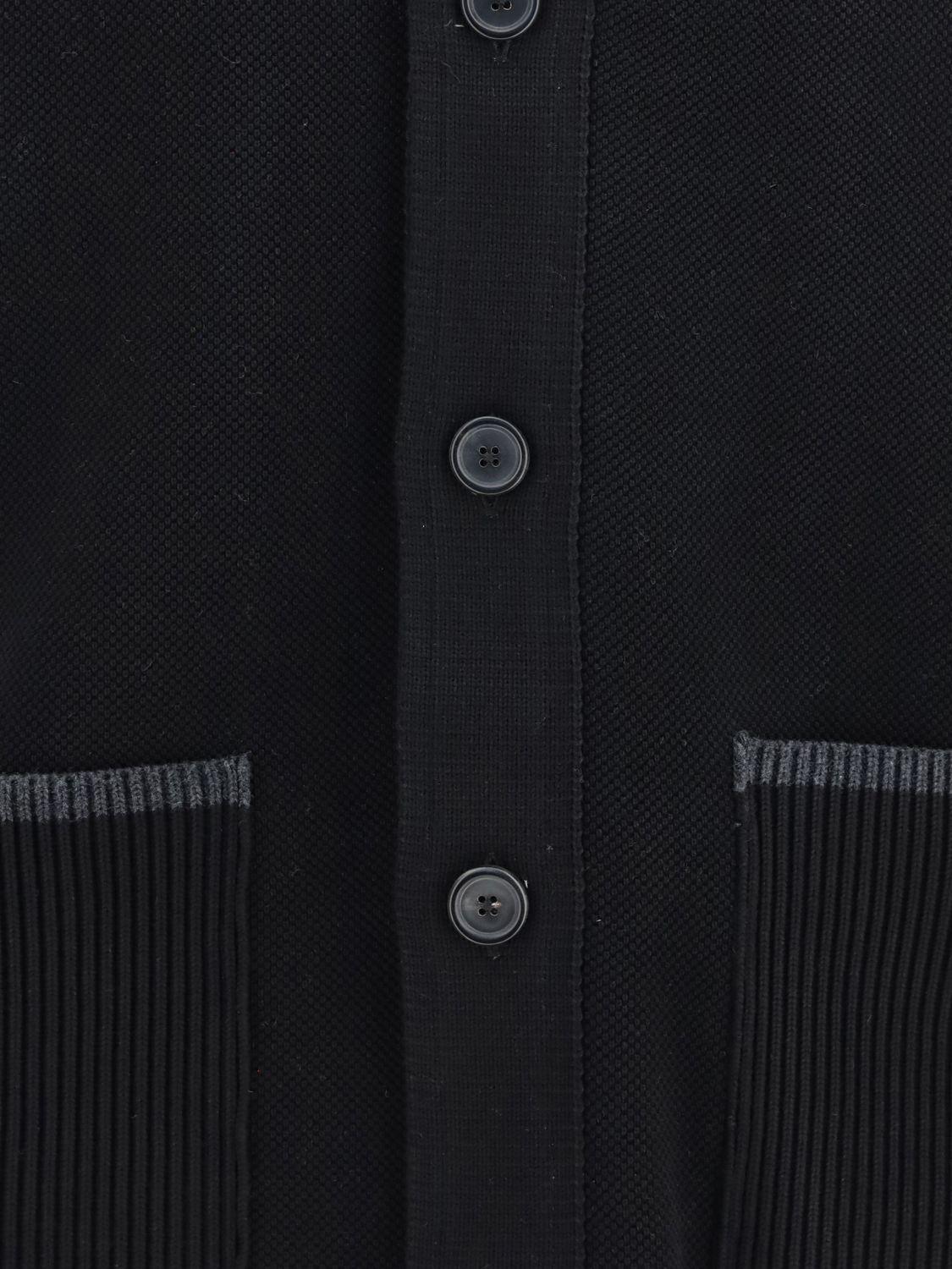 THOM BROWNE Navy Wool V-Neck Button Cardigan for Men
