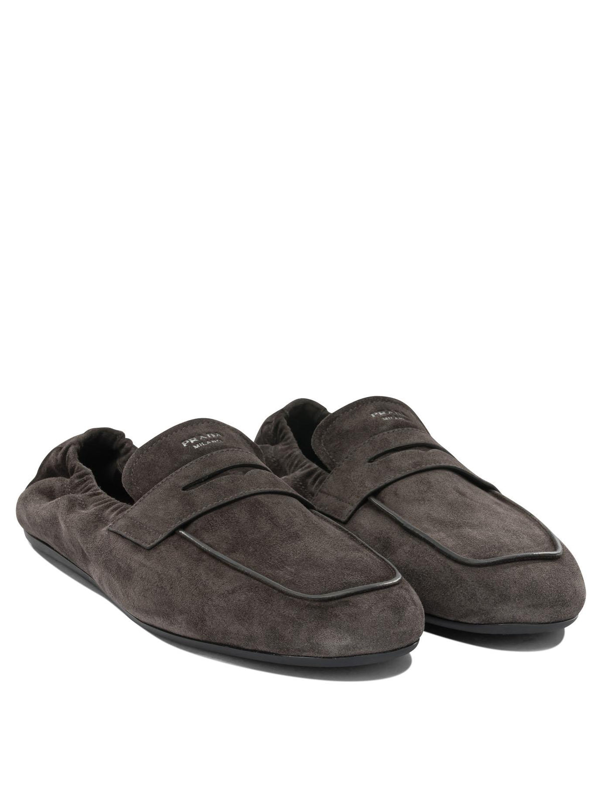 PRADA Black Leather Slip-On Loafer for Men