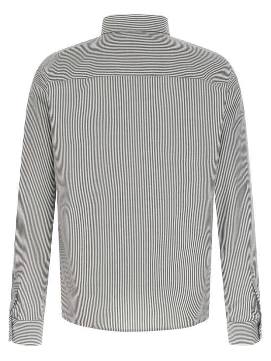 AMI Long Sleeve Shirt for Men HSH763CO0087039 BLACK NATURAL WHITE DOM