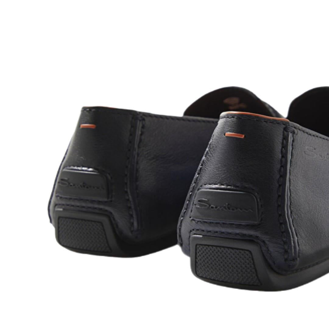 SANTONI Black Leather Loafers for Men MGDR18476 SMASGFRN01