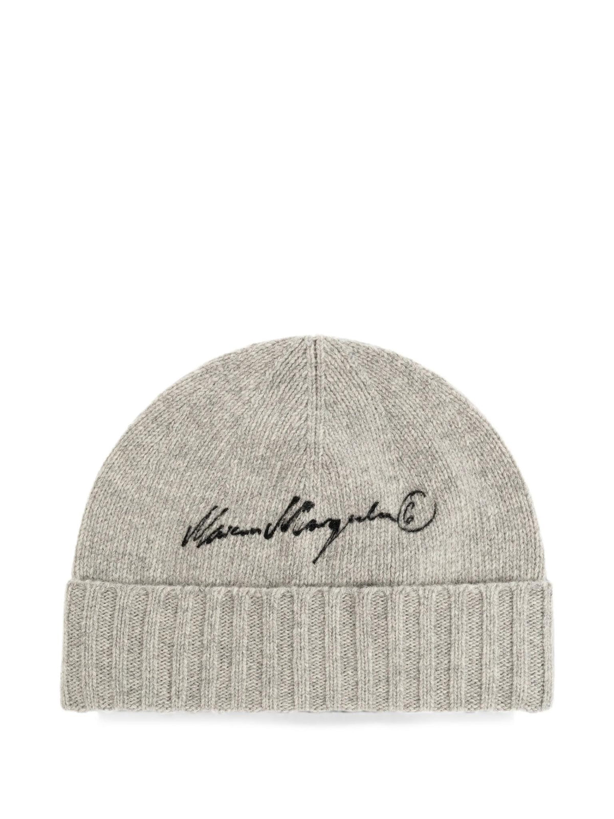 Maison Margiela Wool Rib Knit Beanie Hat Black