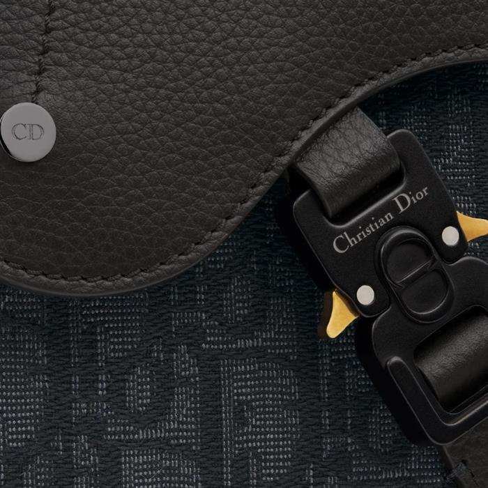DIOR Saddle Strap Bag Crossbody Bag Leather Black