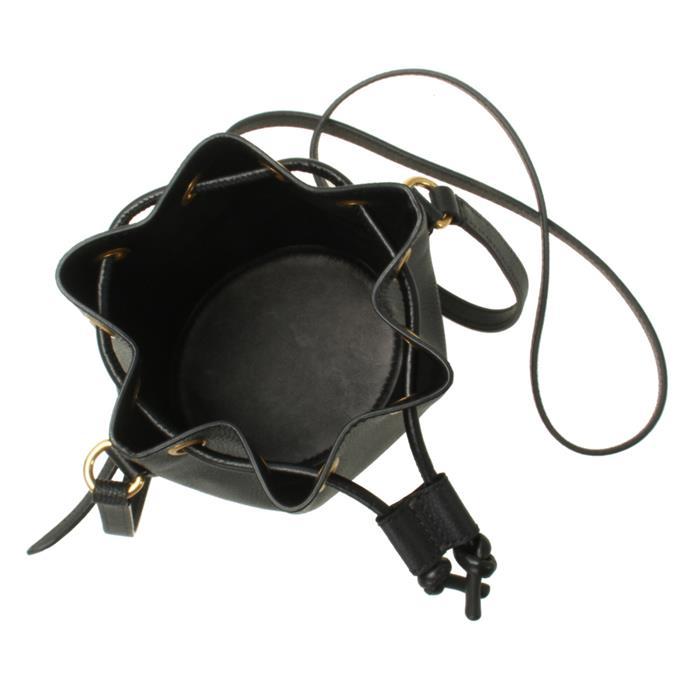 VALENTINO V-Logo Drawstring Mini Bucket Bag Black Leather 6W2P0AJ2 SNP