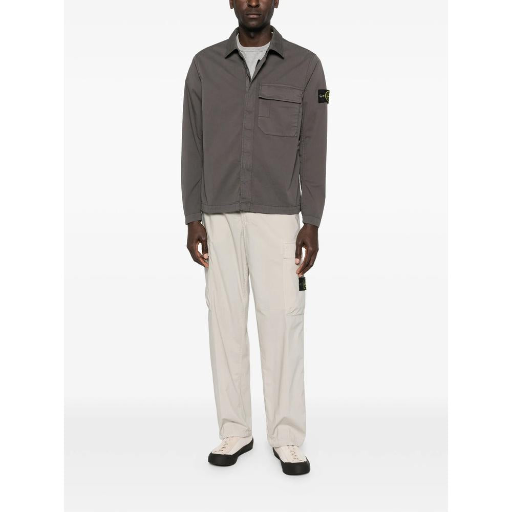 STONE ISLAND Logo Patch Cotton Cargo Pants for Men Navy
