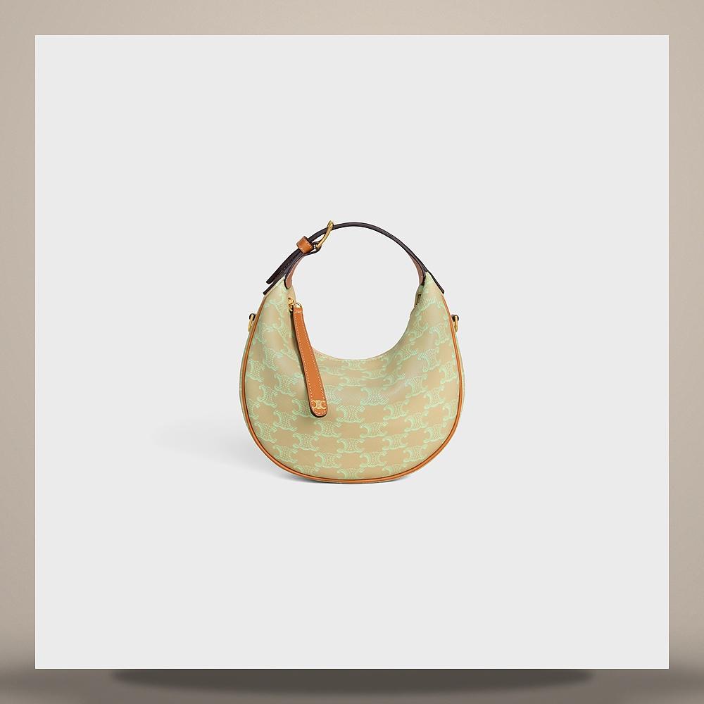 CELINE Teen Loulou Triomphe Canvas Tote Sandcastle Soft Lime
