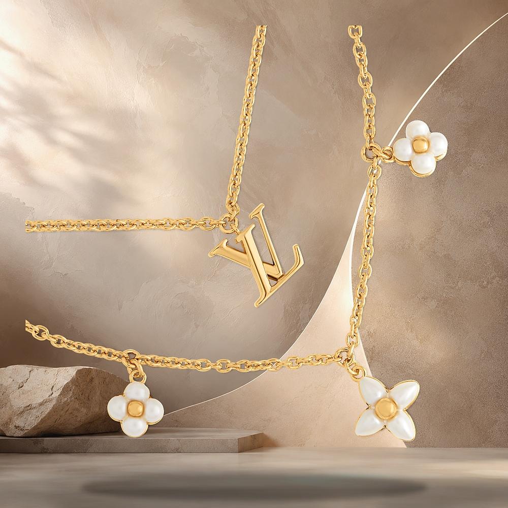 Louis Vuitton LV Floragram Adjustable Necklace Gold-Tone 37-44cm