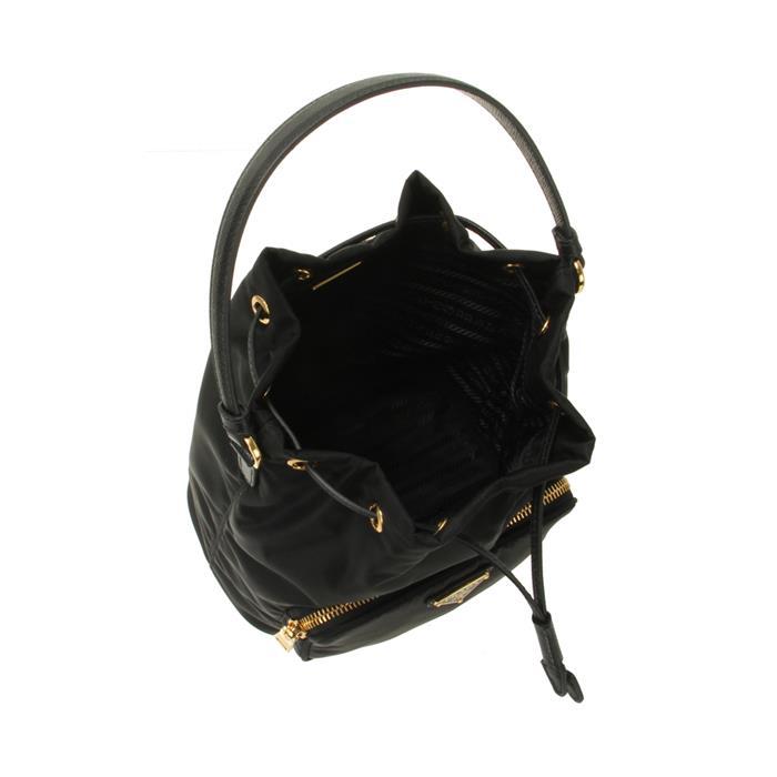 PRADA Re-Nylon Duet Bucket Bag Black Shoulder Bag