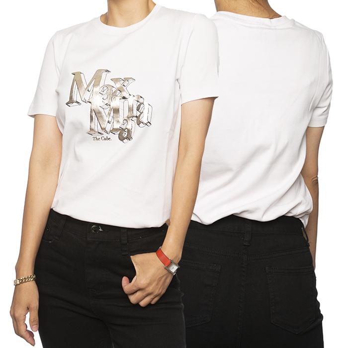 Max Mara Graphic Logo Ivory Cotton T-Shirt Women