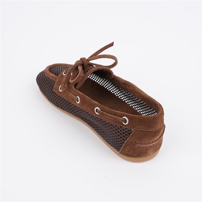 Miu Miu Mesh Suede Deck Flat Shoes
