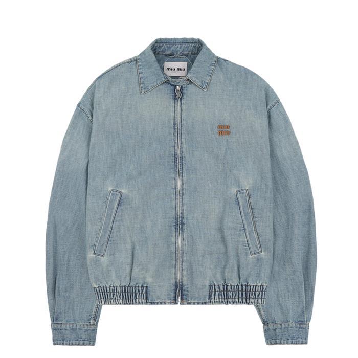 Miu Miu Chambray Blue Bomber Denim Jacket
