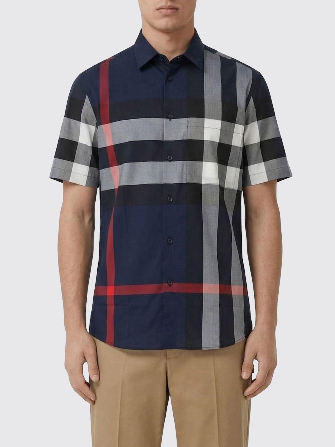 BURBERRY Check Cotton Short Sleeve Shirt for Men