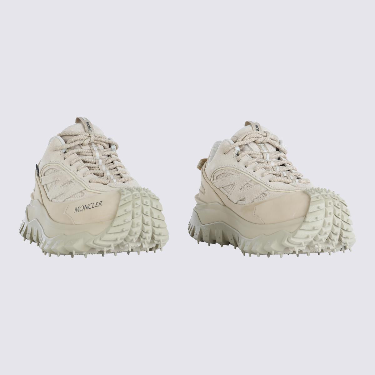Moncler White Leather Low-Top Sneakers for Women
