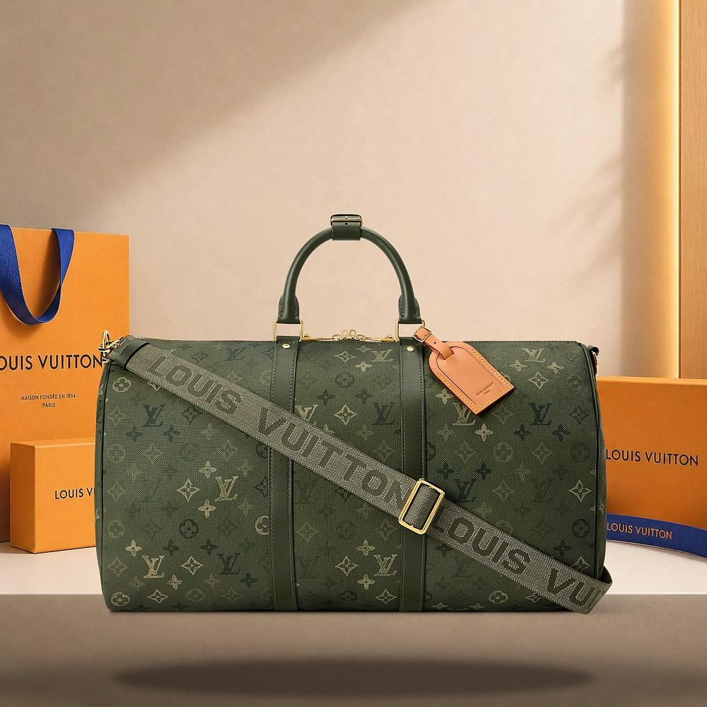 Louis Vuitton Keepall Bandoulière 50 Khaki Green Tote Bag M26959