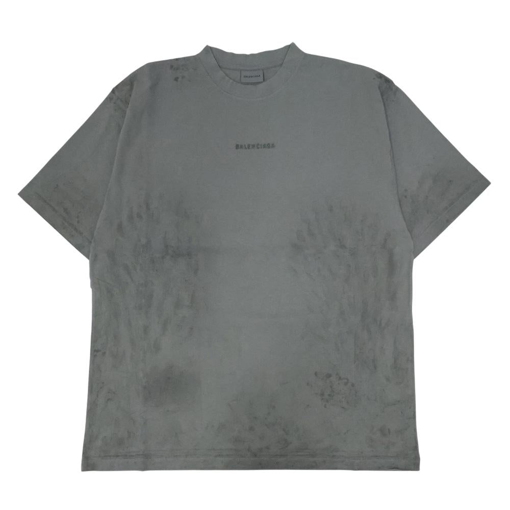 BALENCIAGA Logo Short Sleeve T-Shirt for Men Gray Cotton