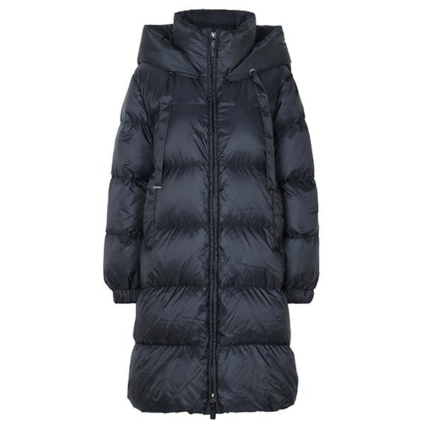 Max Mara Midnight Blue Hooded Goose Down Long Jacket MTCMARTE 008
