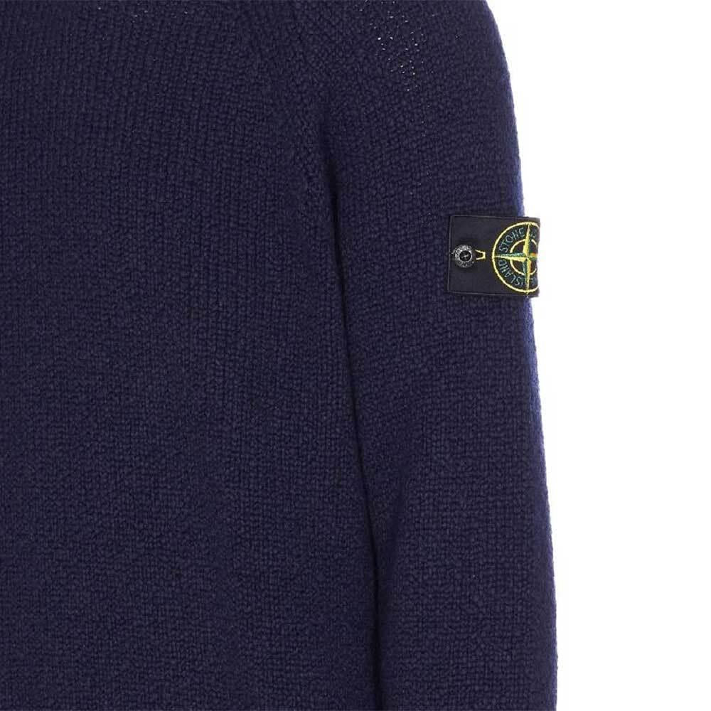 STONE ISLAND Navy Raglan Knit Crewneck Sweater for Men 5100050