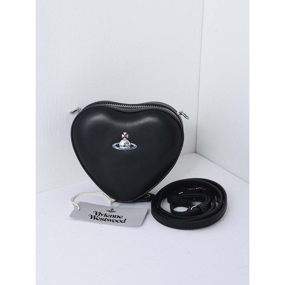Vivienne Westwood Heart Mini Crossbody Bag Black Leather