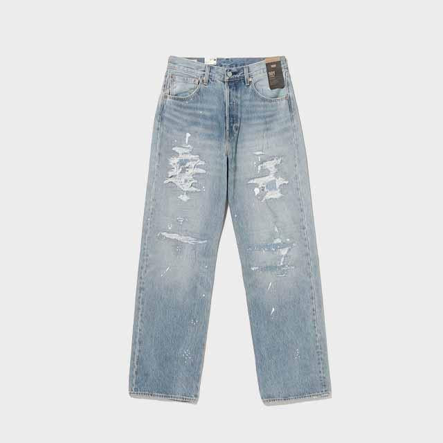 Levi's Indigo 501 Loose Crash Repair Denim Jeans