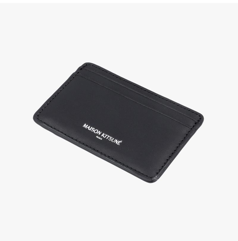 Maison Kitsune Black Leather Unisex Card Holder
