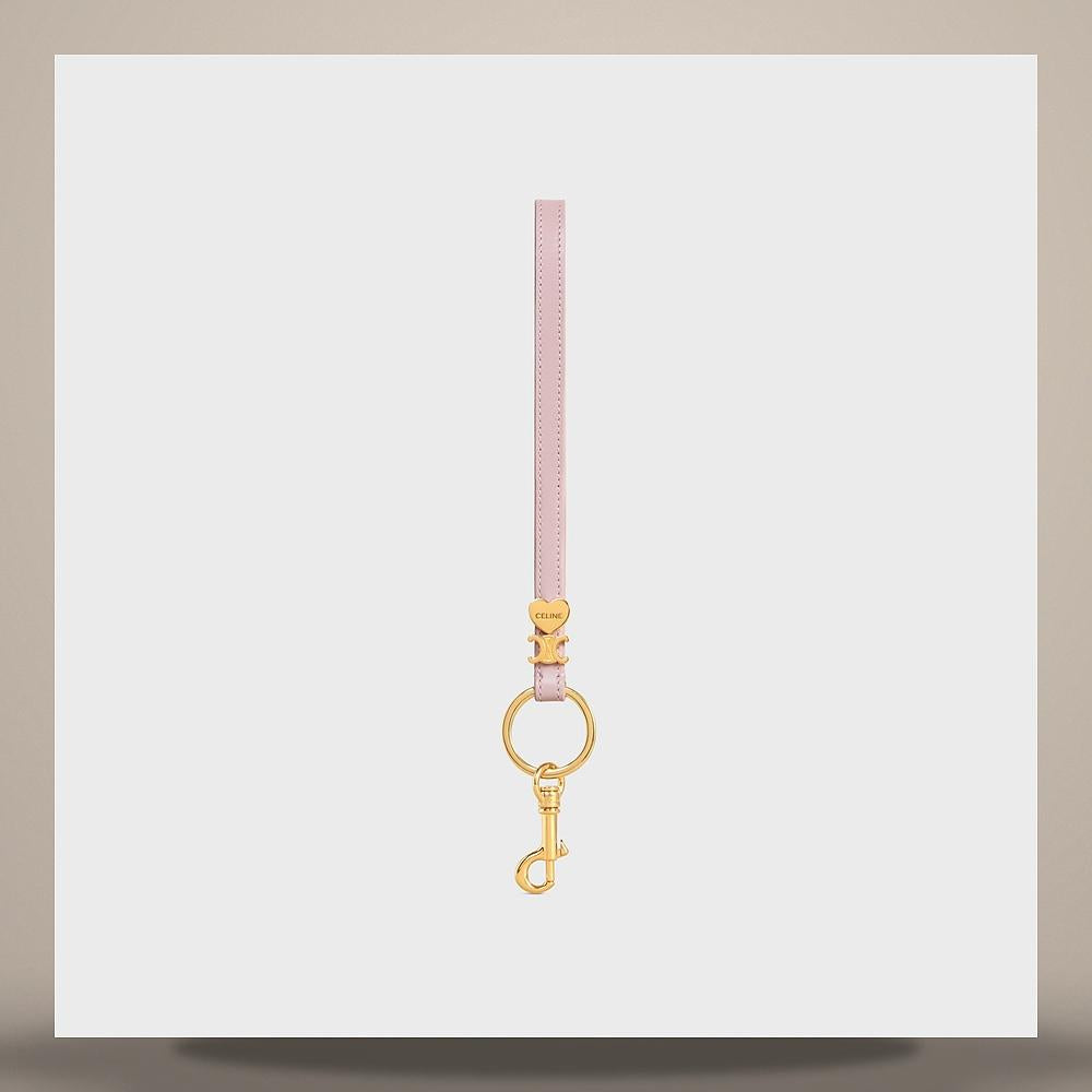 CELINE Triomphe Charm Soft Calfskin Bleached Pink Keyring 49J543DSD 25BD