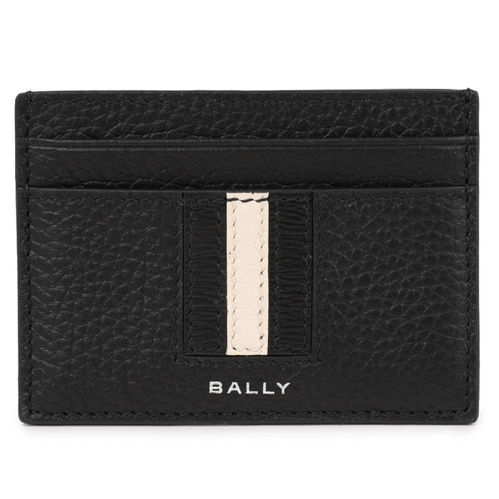 BALLY Ribbon Leather Card Holder Black Men's Wallet MLB01S VT434 U901P
