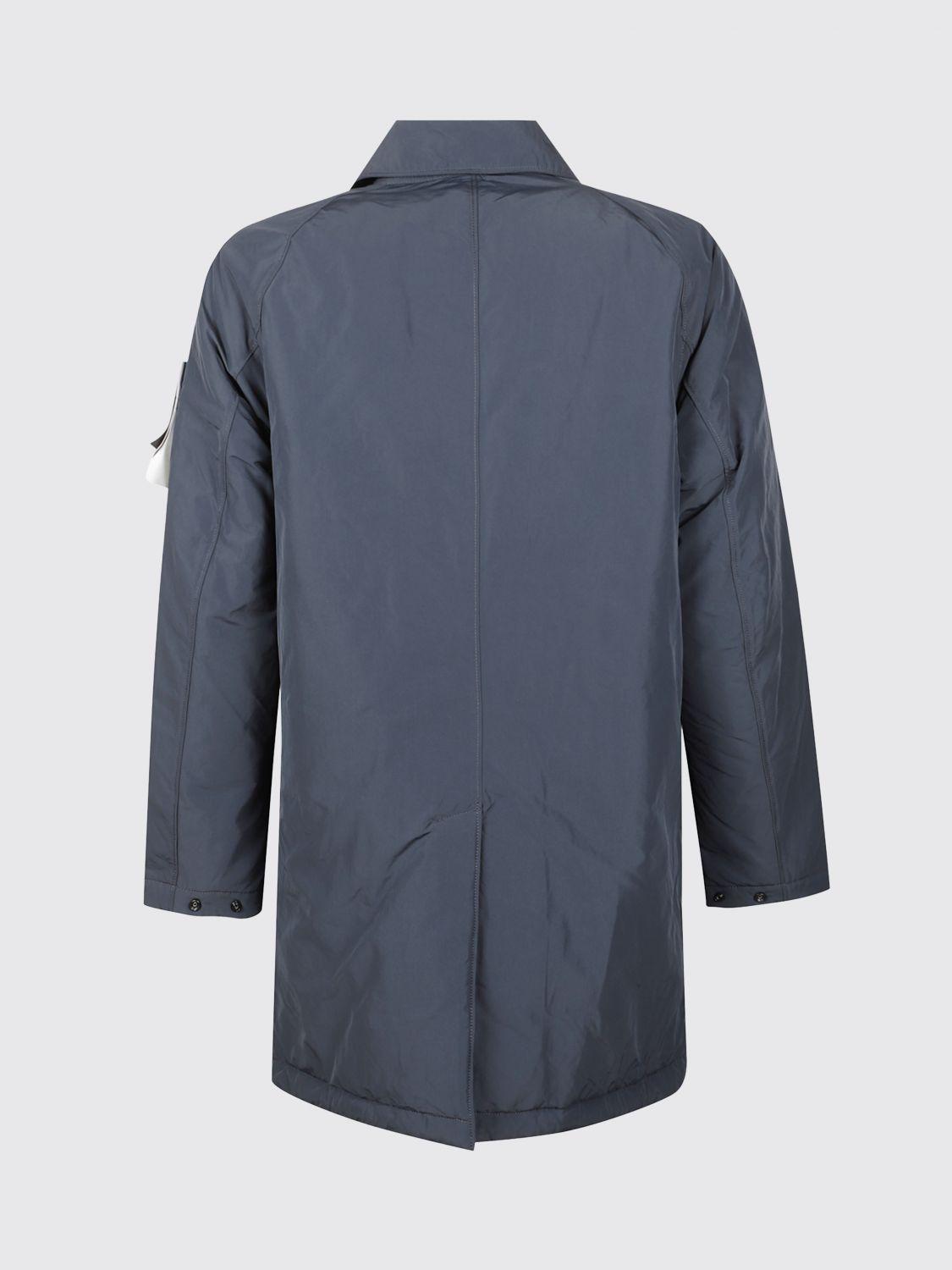 STONE ISLAND Black Cotton Blend Trench Coat Men