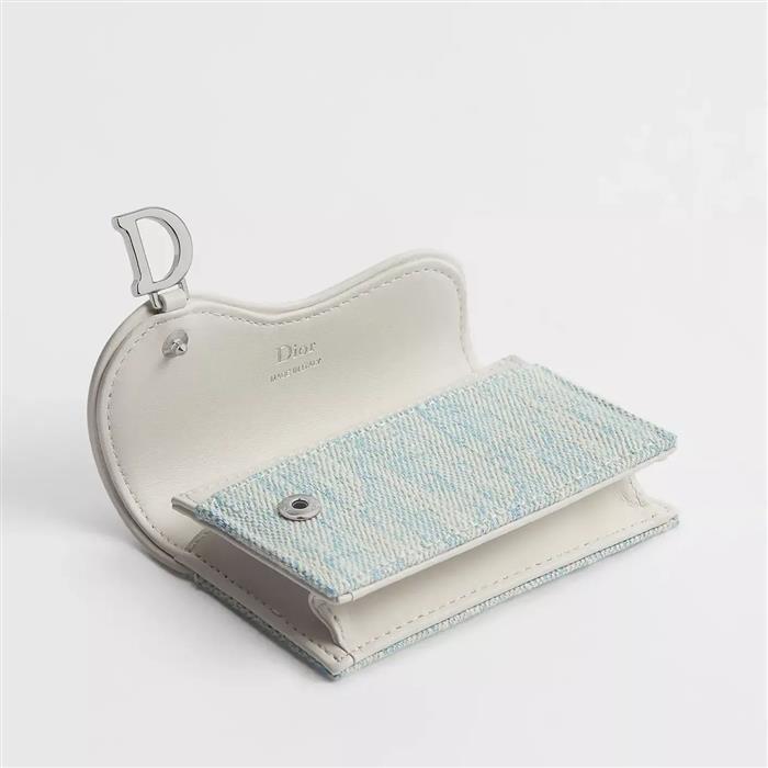 DIOR Saddle Bloom Leather Card Holder Wallet