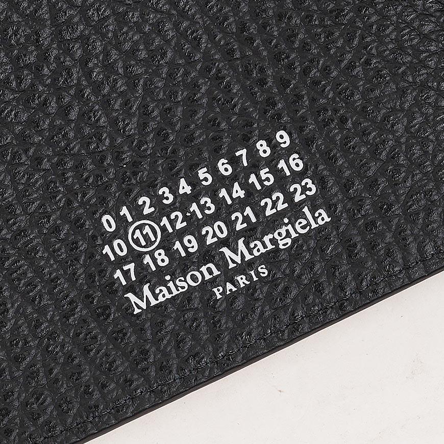 Maison Margiela Four-Stitch Leather Money Clip Wallet Black