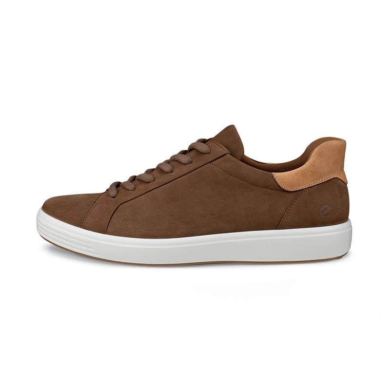 ecco Soft 7 Men’s Low-Top Leather Sneakers Brown