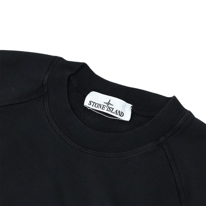 STONE ISLAND Patch Logo Crewneck Sweatshirt Black Men Cotton