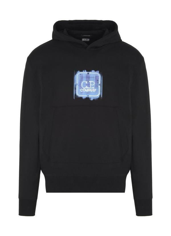 CP Company Stretch Fleece Graphic Logo Hoodie Black Men’s Hoodie