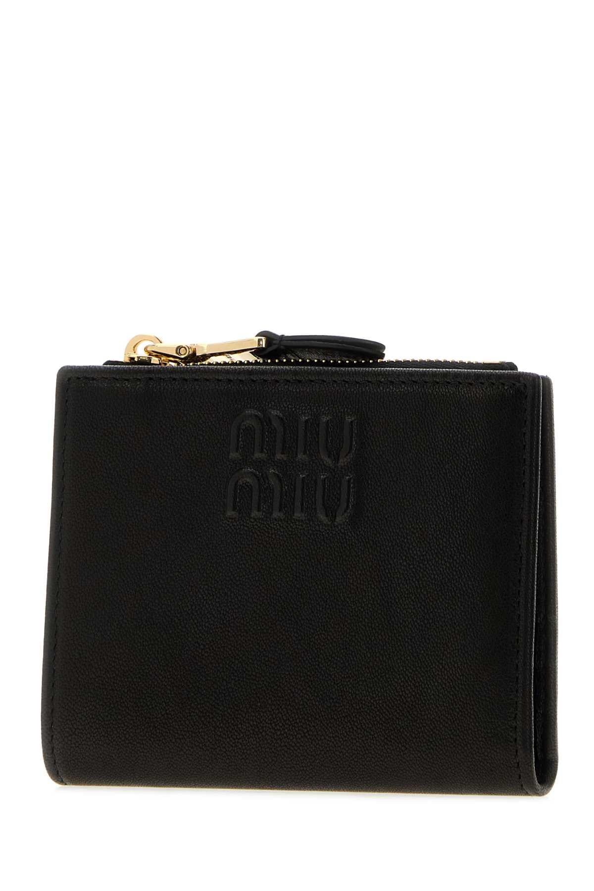 Miu Miu Black Leather Card Holder Wallet