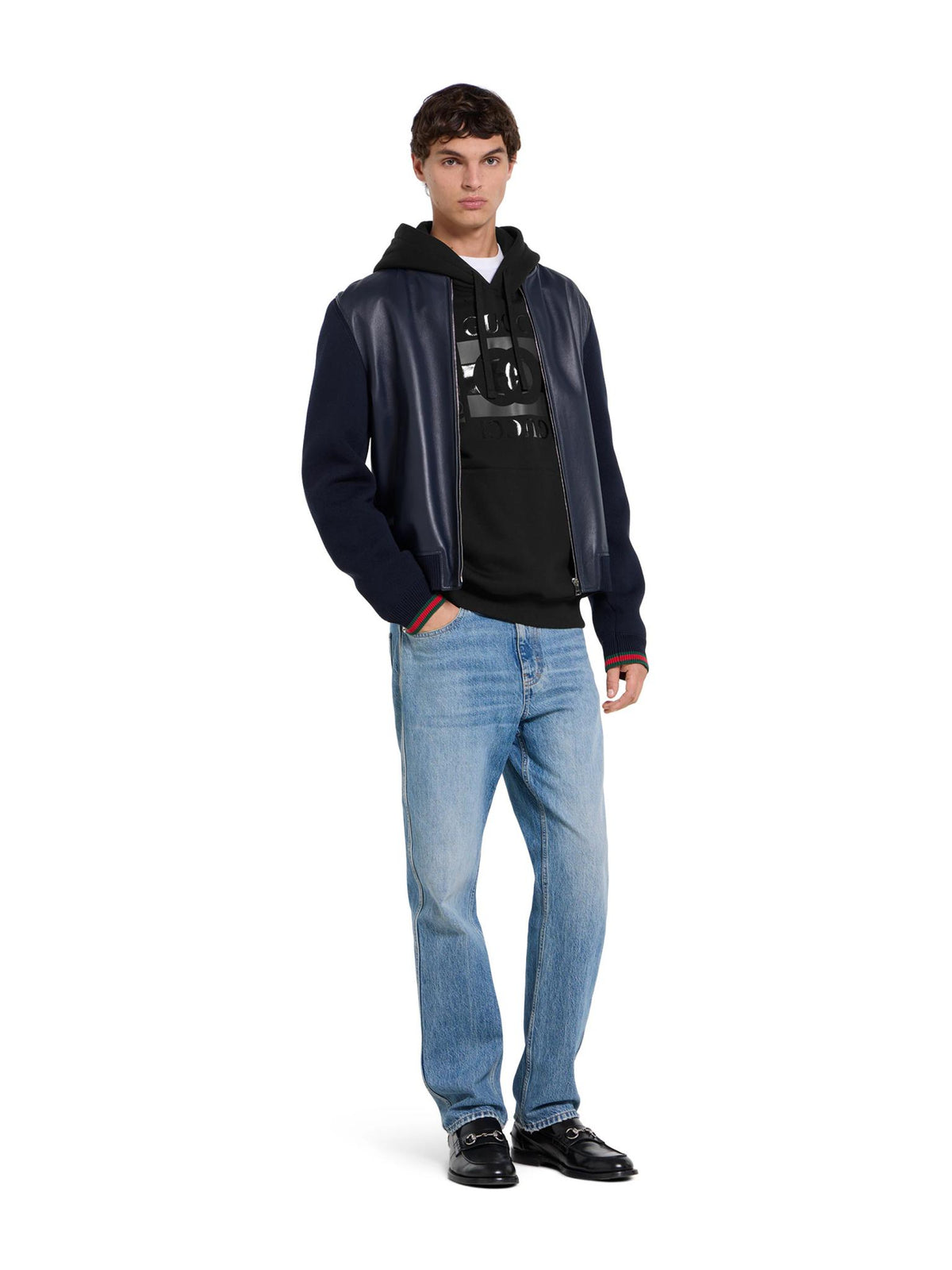 GUCCI Logo Print Cotton Hoodie Sweatshirt for Men