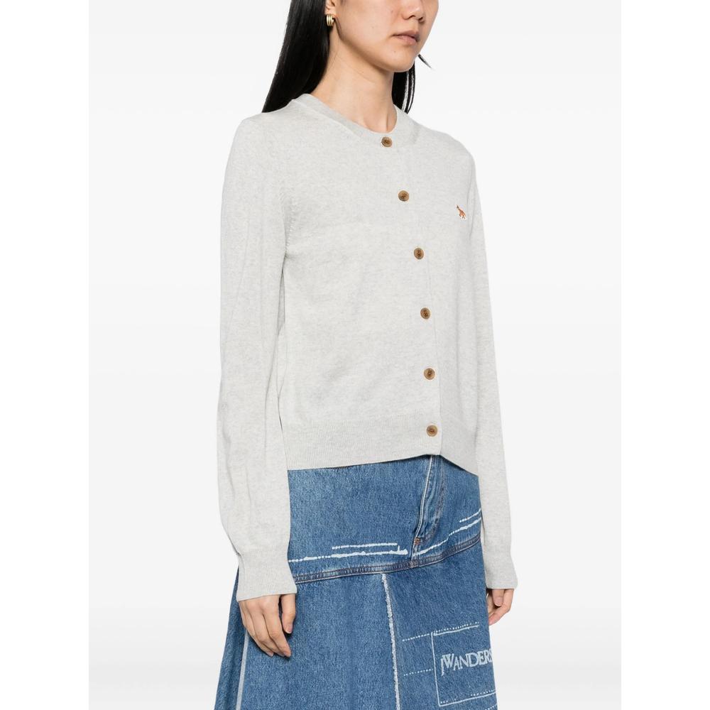 Maison Kitsune Light Gray Wool Blend Knit Cardigan