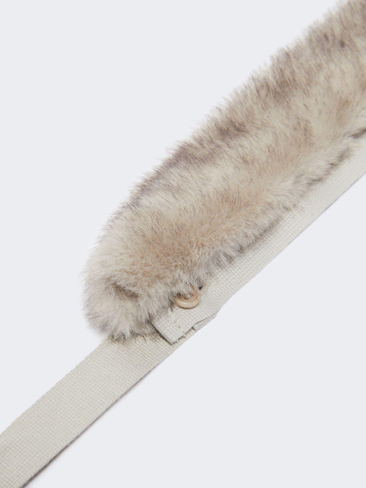 Max Mara Mirage Faux Fur Hood Trim Scarf Moon Gray