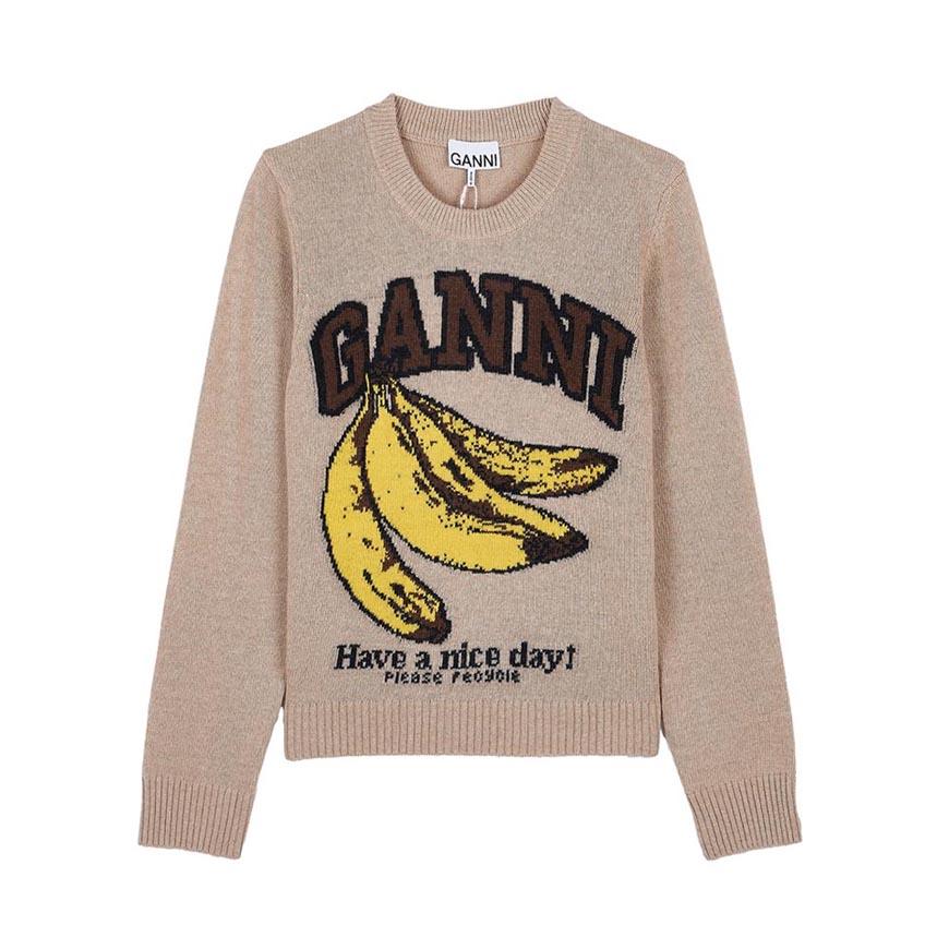 GANNI Women’s Graphic Wool Crewneck Sweater