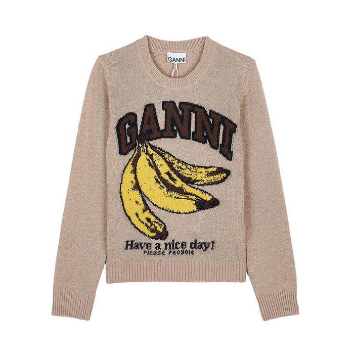 GANNI Women’s Graphic Wool Crewneck Sweater