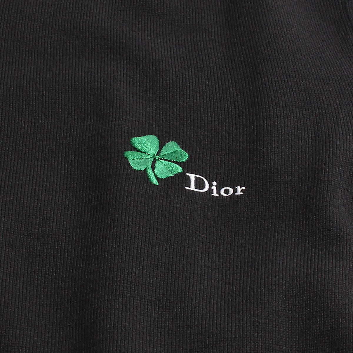 DIOR MEN Black Clover Embroidered Logo Round Neck Knit Sweater