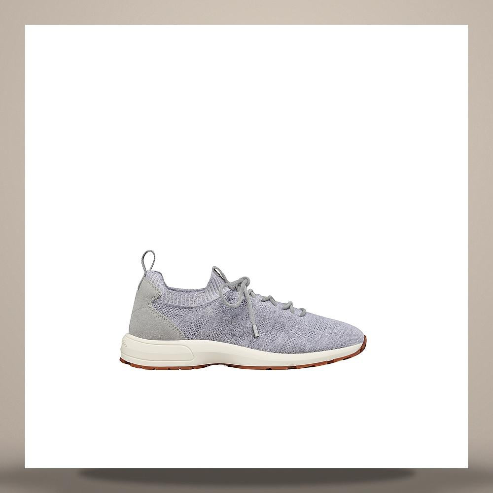 DIOR Gray Cannage Knit and Suede Calfskin Low-Top Sneakers 3SN333AAS H856