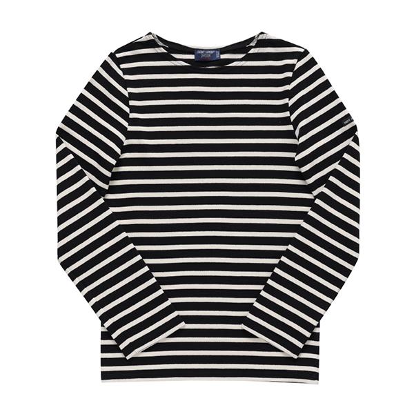 Saint James Meridien Modern Stripe Unisex Long Sleeve T-Shirt 6870 NOIR ECRU