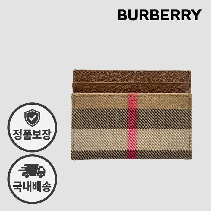 BURBERRY Check SANDON Leather Card Holder Unisex