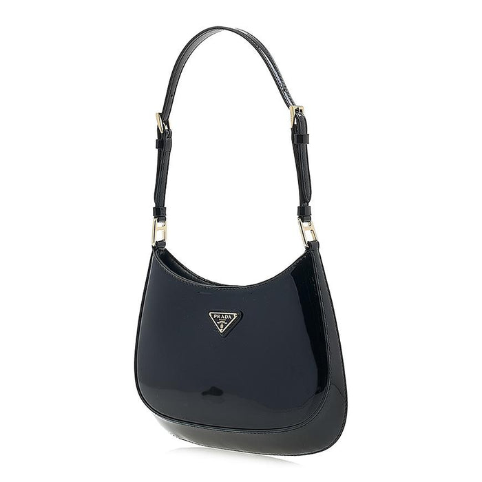 PRADA Cleo Patent Leather Shoulder Bag Black