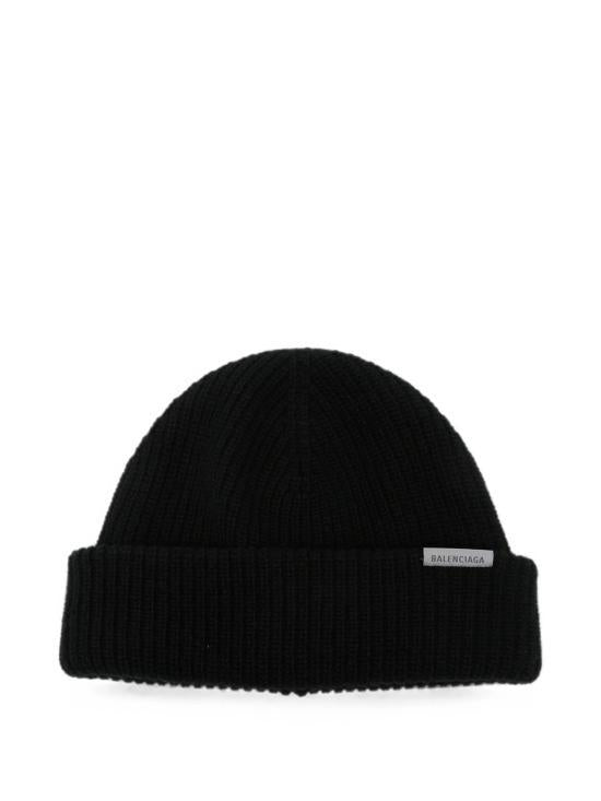 BALENCIAGA Black Wool Beanie Hat