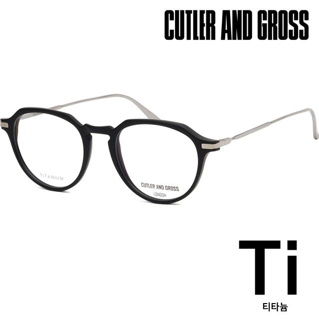 Cutler and Gross Matte Black Titanium Round Eyeglass Frames Unisex CG1302V2 003