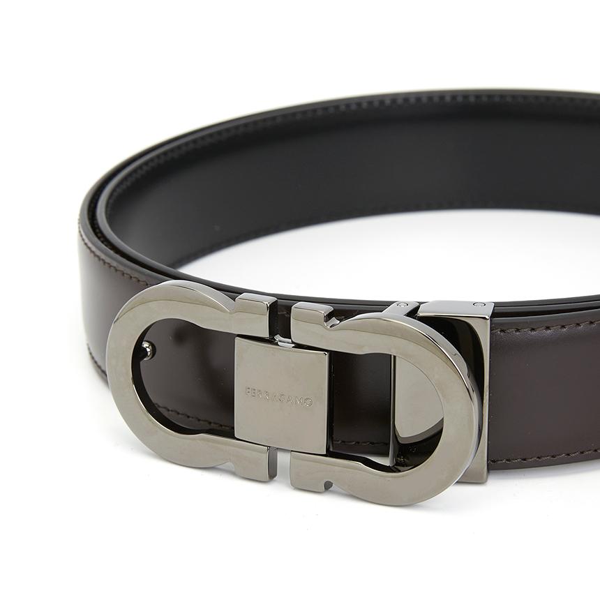 Ferragamo Gancini Reversible Leather Belt Men Black/Brown