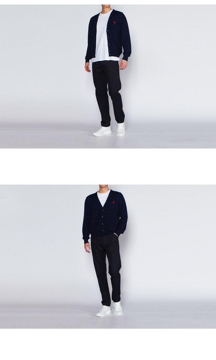 AMI Men's Heart Logo Wool Cardigan HKC111 BFHKC111