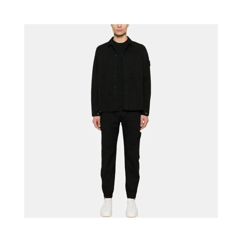 STONE ISLAND Supima Cotton Black Men’s Overshirt Jacket